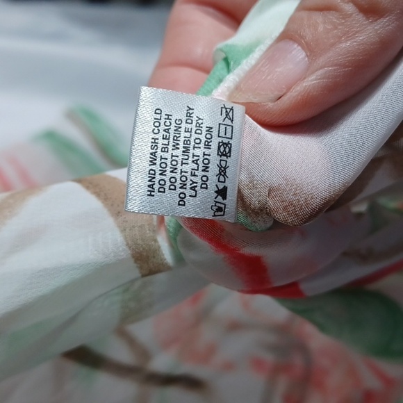 Erin London Sz M Button Up Blouse/cover-up, sheer, oversized, white green red - Picture 6 of 7